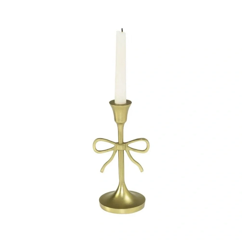 My Texas House Metal Bow Taper Candle Holder, 8